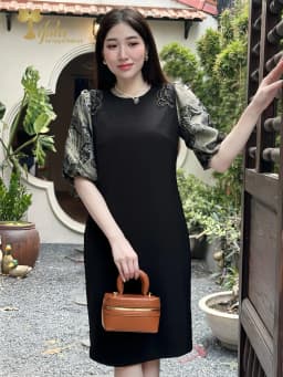 Thumbnail Đầm dự tiệc trung niên Zol by TIFALU dáng suông màu đen sang trọng - ZOL319BLK 3