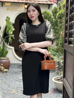 Thumbnail Đầm dự tiệc trung niên Zol by TIFALU dáng suông màu đen sang trọng - ZOL319BLK 4