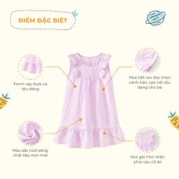 Thumbnail Đầm kiểu bé gái Rabity cánh tiên sát nách vải thô họa tiết hoa 92456 3