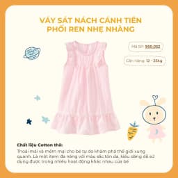 Thumbnail Đầm kiểu bé gái Rabity cánh tiên sát nách vải thô họa tiết hoa 92456 4