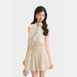 Thumbnail Đầm Kiểu Nữ MARC FASHION Sát Nách Nhún Eo Cổ Xẻ Đính Hoa - FASH102024 2