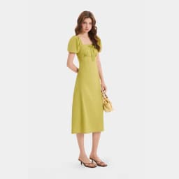 Thumbnail Đầm Linen Cổ Vuông MARC FASHION Tay Phồng Smocking Lưng - FASH020525 3