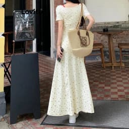 Thumbnail Đầm Lovito hoa nhí xếp nếp giả hai lớp có nút phong cách thường ngày cho nữ L98AD144 2