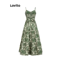 Thumbnail Đầm Lovito vải gân thắt nơ phía sau họa tiết paisley phong cách Boho cho nữ L87ED315 4