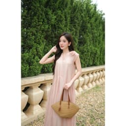 Thumbnail Đầm Maxi Claire Dáng Suông Dài Cổ Tàu 2 Lớp Tơ VIEN TRAN VS63M25H020 4
