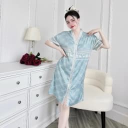 Thumbnail Đầm ngủ sơ mi Hisexy cổ chữ y Pijama sơ mi form suông Lụa Latin Cao cấp SM24 2