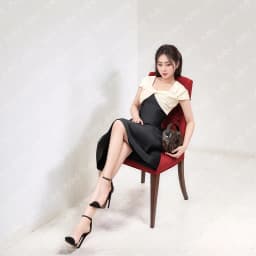 Thumbnail Đầm nữ MINA dáng xoè ngắn chất Taffeta phối nơ ngực tơ gân sang trọng dự tiệc, đi chơi, công sở MN187 4