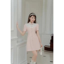 Thumbnail Đầm phối xếp ly ngực, đính nơ 1S64.2406OG, váy đầm xếp li ngực phối nơ đính kiểu dáng nữ tính thanh lịch thiết kế bởi JM 2