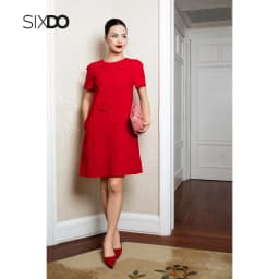 Thumbnail Đầm suông ngắn tay hoa 3D SIXDO (Red 3D Flower Tendy Loose Dress) 1