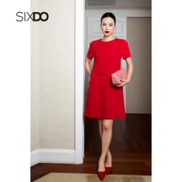 Thumbnail Đầm suông ngắn tay hoa 3D SIXDO (Red 3D Flower Tendy Loose Dress) 3