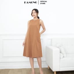 Thumbnail Đầm suông sát nách KAMONG kiểu dáng đầm thiết kế sang trọng, chất liệu đũi xước cao cấp. 2