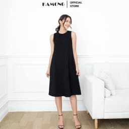 Thumbnail Đầm suông sát nách KAMONG kiểu dáng đầm thiết kế sang trọng, chất liệu đũi xước cao cấp. 4