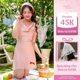 Thumbnail Đầm thiết kế cổ đổ đính nơ phối dây viền ren màu hồng SAM phong cách nữ tính nhẹ nhàng - Simple Twist Studio 1