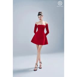 Thumbnail Đầm thiết kế phối thun nhún tay dài MOLLYNISTA quyến rũ thanh lịch nữ tính cao cấp 4