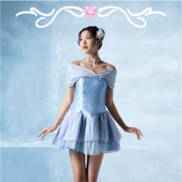 Thumbnail Đầm thiết kế trễ vai xòe tầng màu xanh ODETTE dự tiệc sang trọng - Simple Twist 2