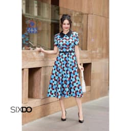 Thumbnail Đầm thô họa tiết tròn SIXDO (Geomitric Midi Raw Dress) 3