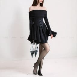 Thumbnail Đầm trễ vai Corset MINA thiết kế dự tiệc, dạ hội chất liệu Cotton Nhật phối ren MN285 2