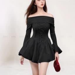Thumbnail Đầm trễ vai Corset MINA thiết kế dự tiệc, dạ hội chất liệu Cotton Nhật phối ren MN285 3
