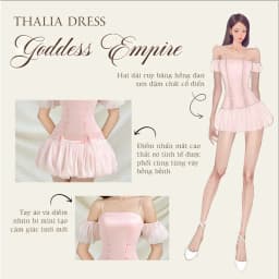 Thumbnail Đầm trễ vai tay phồng thắt nơ màu hồng THALIA trẻ trung, năng động - Simple Twist 2