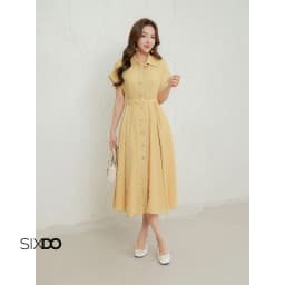 Thumbnail Đầm vàng chanh dáng dài kèm đai SIXDO (Lime Woven Flared Dress) 1