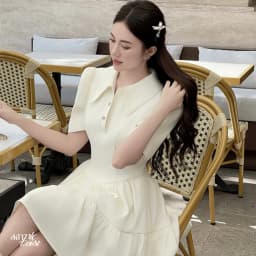 Thumbnail Đầm váy tiểu thư thanh lịch dáng xòe màu kem BLAIR DRESS dành cho nữ - Simple Twist 3