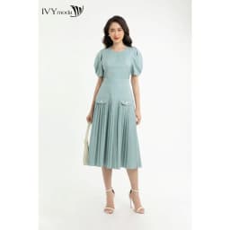 Thumbnail Đầm xòe hạ eo xếp ly nữ IVY moda MS 48M7565 1