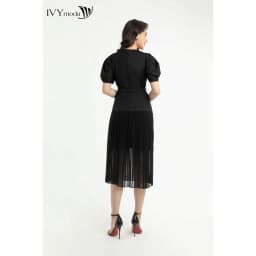 Thumbnail Đầm xòe hạ eo xếp ly nữ IVY moda MS 48M7565 2