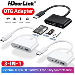 Thumbnail Đầu đọc thẻ nhớ HDOORLINK SD/TF/USB 3 trong 1 có cáp Type-C/Micro USB/iPhone sang SD cao cấp thích hợp cho iPad HUAWEI 1