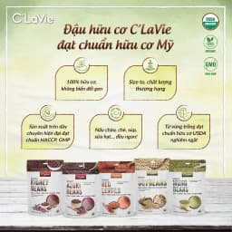 Thumbnail Đậu hạt hữu cơ cho bé ăn dặm C'LaVie 200g: Đậu đỏ, Đậu xanh, Đậu nành, Đậu lăng đỏ, Hạt lanh, Hạt mè, Hạt bí, Hạt kê 2