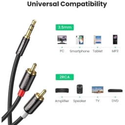 Thumbnail Dây Audio 3.5mm ra 2 đầu RCA (Hoa sen) UGREEN AV116 | Đầu nối mạ vàng 14K | Kết nối dễ dàng | Bảo Hành 18 Tháng 1 Đổi 1 1