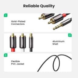 Thumbnail Dây Audio 3.5mm ra 2 đầu RCA (Hoa sen) UGREEN AV116 | Đầu nối mạ vàng 14K | Kết nối dễ dàng | Bảo Hành 18 Tháng 1 Đổi 1 3