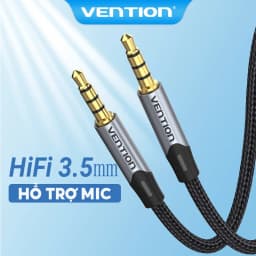 Thumbnail Dây Cáp 3,5mm Âm Thanh Vention Hai Đầu Giắc Cắm 3.5mm Vỏ Bện Dành Cho Tai Nghe/Xe Hơi/Karaoke/Laptop 1