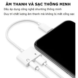 Thumbnail Dây cáp chuyển đổi tai nghe cổng giắc 3.5mm sang chân cắm Iight kèm cổng sạc an toàn-Gutek A3 3