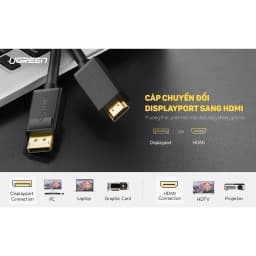 Thumbnail Dây cáp DisplayPort sang HDMI UGREEN DP101 | Hỗ trợ phân giải 1920x1200 | Hình ảnh và âm thanh sắc nét |  Bảo hành 18 th 1