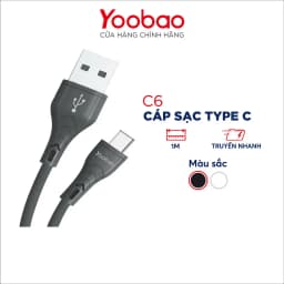 Thumbnail Dây cáp sạc cho điện thoại smartphone Android đầu Type-C Yoobao C6 dài 1m 2