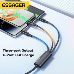 Thumbnail Dây cáp sạc ESSAGER 3 trong 1 Micro USB Type C IOS fsat cho Huawei Samsung 7A 100W 1