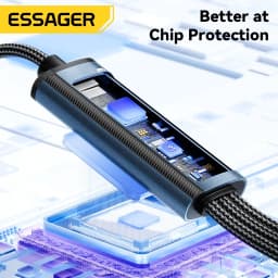 Thumbnail Dây cáp sạc ESSAGER 3 trong 1 Micro USB Type C IOS fsat cho Huawei Samsung 7A 100W 3