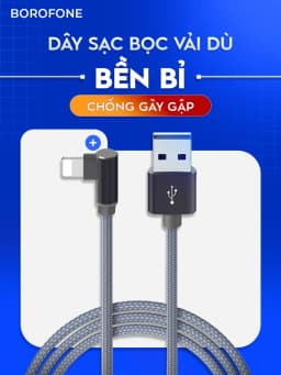 Thumbnail Dây cáp sạc IP Borofone BX32 2.4A hỗ trợ truyền dữ liệu, bọc dù chống gãy gập dài 1 mét cho điện thoại 5>14 4