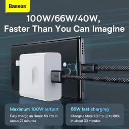Thumbnail Dây cáp sạc nhanh BASEUS 100W 6A USB Type C dành cho Huawei Xiaomi Mi 10 1