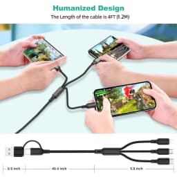 Thumbnail Dây cáp sạc nhanh HDOORLINK 5 trong 1 3A USB A / C sang điện thoại Type-C / Micro USB / nhẹ thích hợp cho IOS Android 2