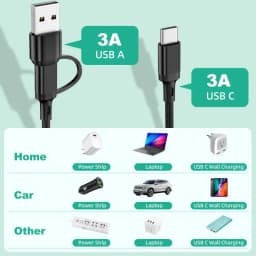 Thumbnail Dây cáp sạc nhanh HDOORLINK 5 trong 1 3A USB A / C sang điện thoại Type-C / Micro USB / nhẹ thích hợp cho IOS Android 3
