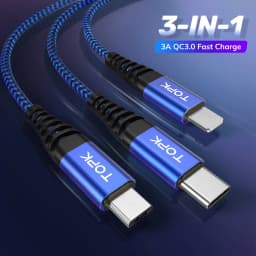 Thumbnail Dây cáp sạc nhanh TOPK AN24 3 trong 1 cổng micro USB Type C 2