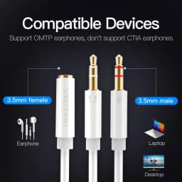 Thumbnail Dây cáp Vention chia 2 cổng âm thanh 3.5mm 2 IN 1 cho Bộ chia Mic YTai nghe kết nối cáp nối dài 3