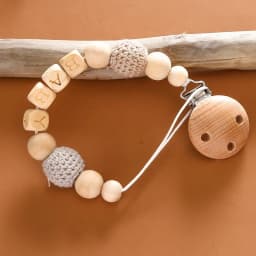 Thumbnail Dây chuyền núm vú giả tên cá nhân Dây chuyền giữ gỗ sồi thủ công Móc núm vú Kẹp miếng dán cho bé 4