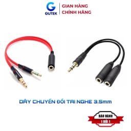 Thumbnail Dây chuyển đổi tai nghe 3.5mm sang 2 cổng 3.5mm cho âm thanh audio và mic Gutek J01 1