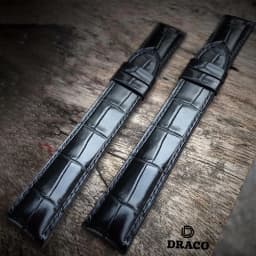 Thumbnail Dây da đồng hồ Draco DDDH01màu đen size 20 -22 [Tặng kèm khóa]chất liệu da bò thật cao cấp dập vân cá sấu- t 4