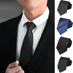 Thumbnail Dây Kéo Nam Cà Vạt Công Sở Phù Dâu Đen Thời Trang Cưới Hàn Quốc Sọc Slacker 's Tie YYX01 1