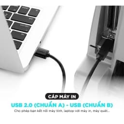 Thumbnail Dây máy in USB 2.0 chuẩn A đực sang chuẩn B đực UGREEN US135 | 3 lớp chống nhiễu | Tốc độ truyền dữ liệu 480Mbps 1