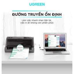 Thumbnail Dây máy in USB 2.0 chuẩn A đực sang chuẩn B đực UGREEN US135 | 3 lớp chống nhiễu | Tốc độ truyền dữ liệu 480Mbps 2