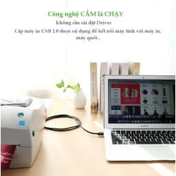Thumbnail Dây máy in USB 2.0 chuẩn A đực sang chuẩn B đực UGREEN US135 | 3 lớp chống nhiễu | Tốc độ truyền dữ liệu 480Mbps 4
